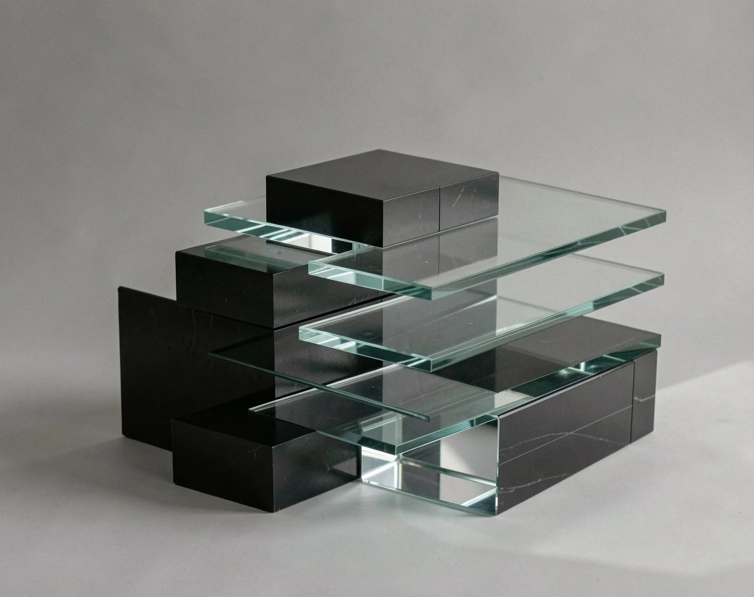 Obsidian and glass light refraction